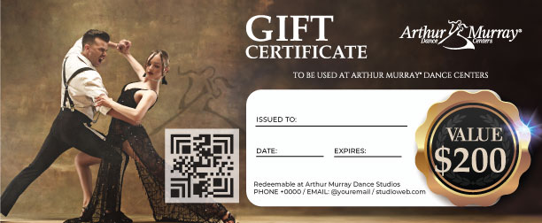 $300 Gold Dance Gift Certificate Arthur Murray Sarasota